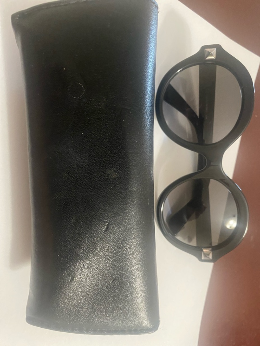 Valentino Black Round Sunglasses with Gold VD Charm - Picture 12 of 12